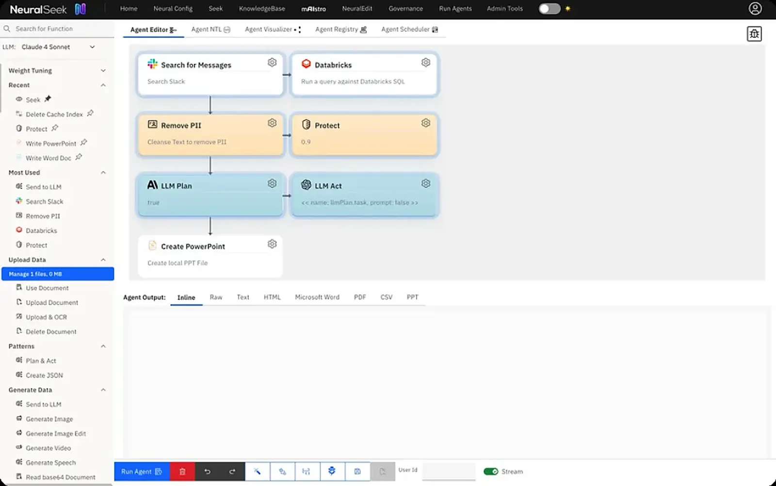 Agent workflows interface